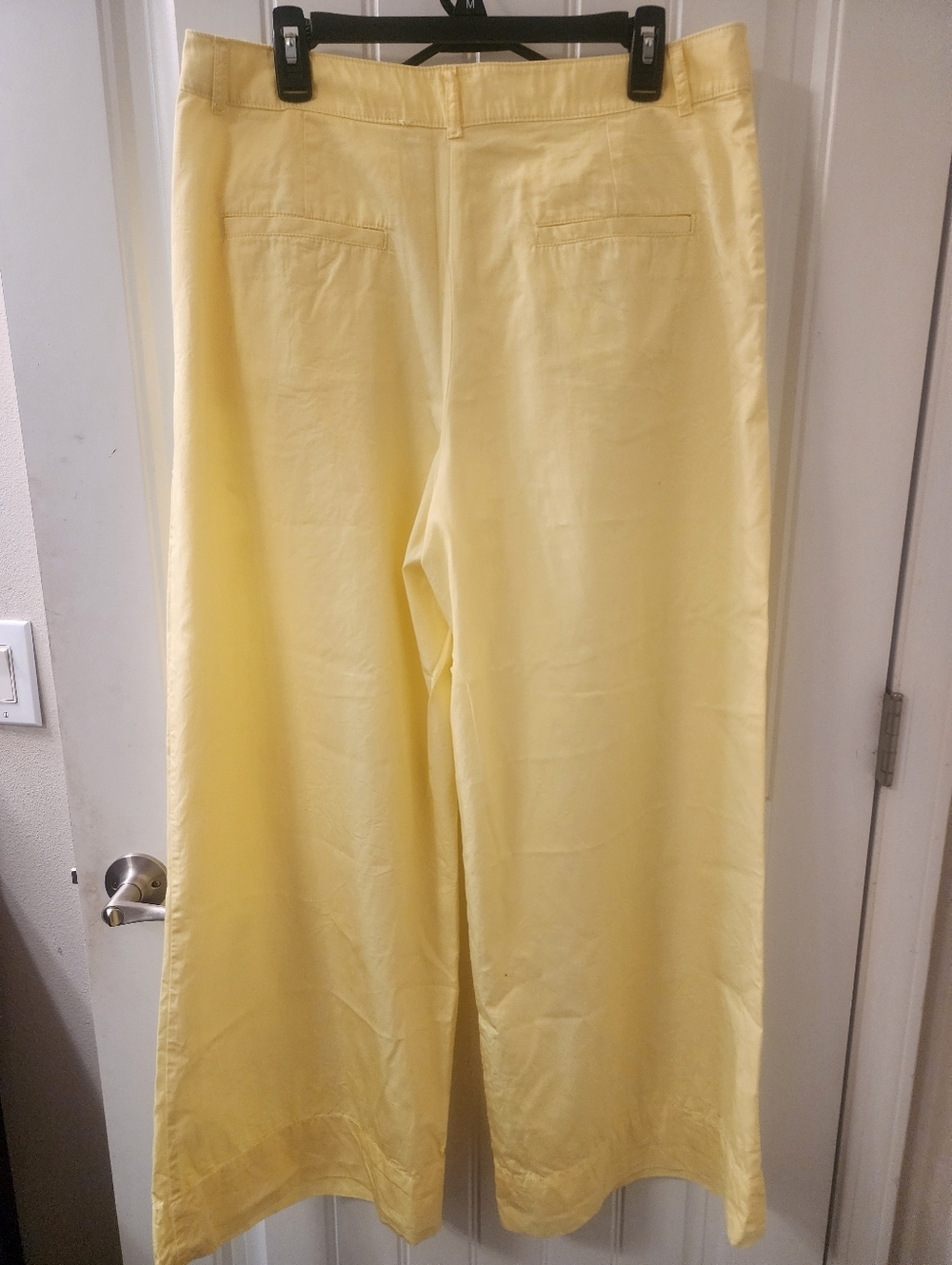 LOFT Yellow Wide Leg Pants Size 12 High Rise Cotton Lightweight - Picture 2 of 4